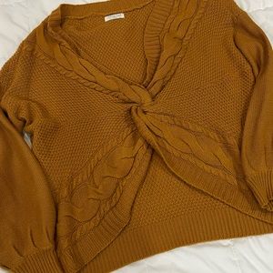 2X Full Circle Trends Sweater Mustard Yellow Brown Long Sleeve Top Plus Size